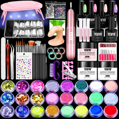 Acrylic & Gel Nail Kit with UV Light & Drill Acrylic Nail Kit With Drill, 4 Colors Ge | Ectron Online