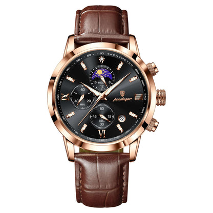 Men's Moon Phase Multi-function Chronograph Watch Men's Watch With Moon Phase And Multi-fu | Ectron Online