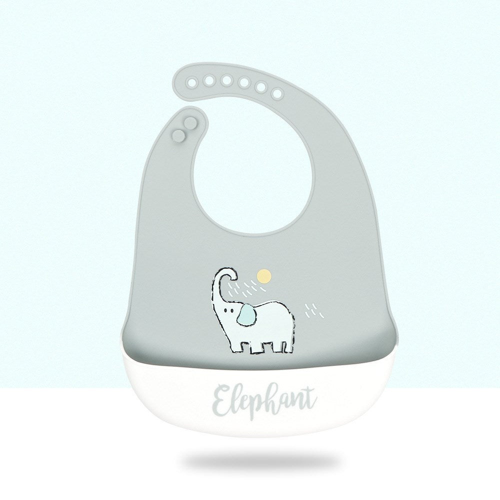 {{ brand }} Waterproof Silicone Baby Bib – Cute Cartoon Design D - Baby Cartoon Silicone Bib Waterproof And