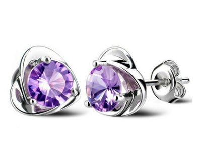 Hypoallergenic Earrings: S925 Silver with Amethyst & Zircon Earrings | Ectron Online