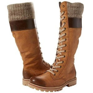 Chunky heel stitched leather boots