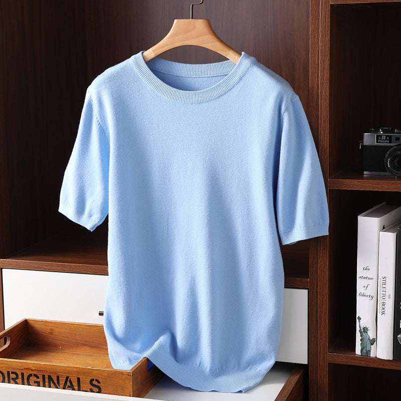 Men’s Summer Thin Knit T-Shirt – Short Sleeve Round Neck Casual Summer Short Sleeve Men's Round Neck Thi | Ectron Online