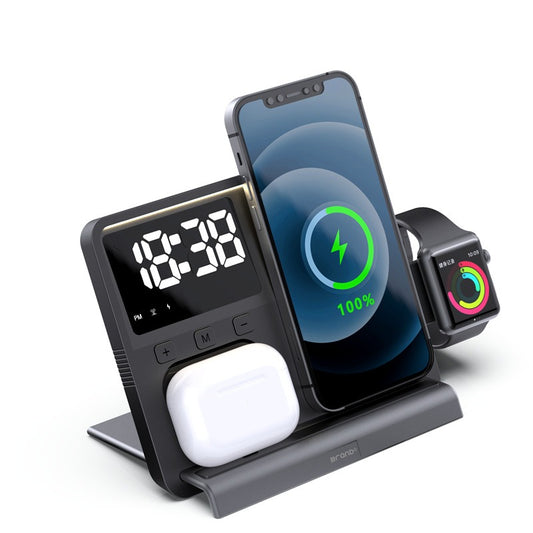 The thermometer clock supports wireless charging and night light charging