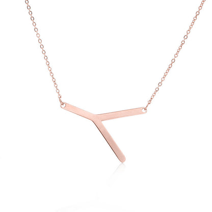 Fabulous Rose Gold Plated Stainless Steel Initial Letter Pendant Necklace