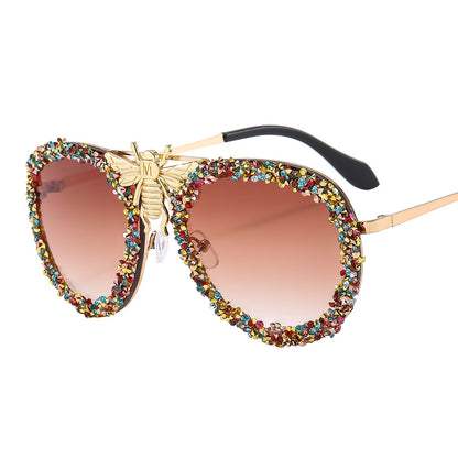 Bee Sunglasses Diamond Retro Metal