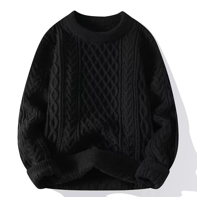 Men's New Autumn Winter Twist Knit Sweater - Casual Round Neck Pullover