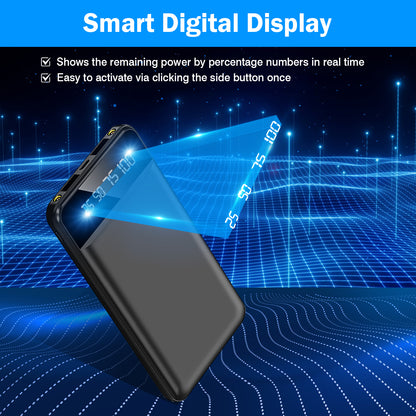 10000mAh Ultra Slim Power Bank | Portable Dual USB Charger with LED 1Pc 10000mAh Power Bank Portable Ultra S | Ectron Online