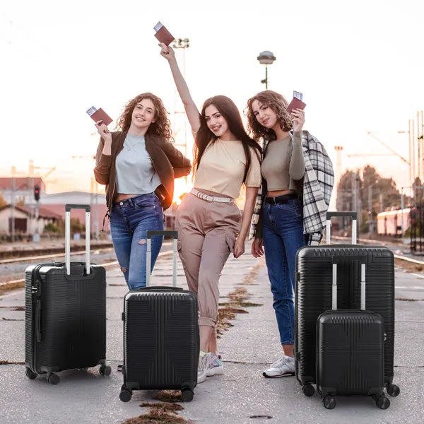 4-in-1 PP Trolley Case Set - Black Non-TSA Customs Lock 4-in-1 PP Trolley C | Ectron Online