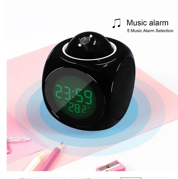 LED Projection Alarm Clock with Voice Talking | Digital LCD Snooze