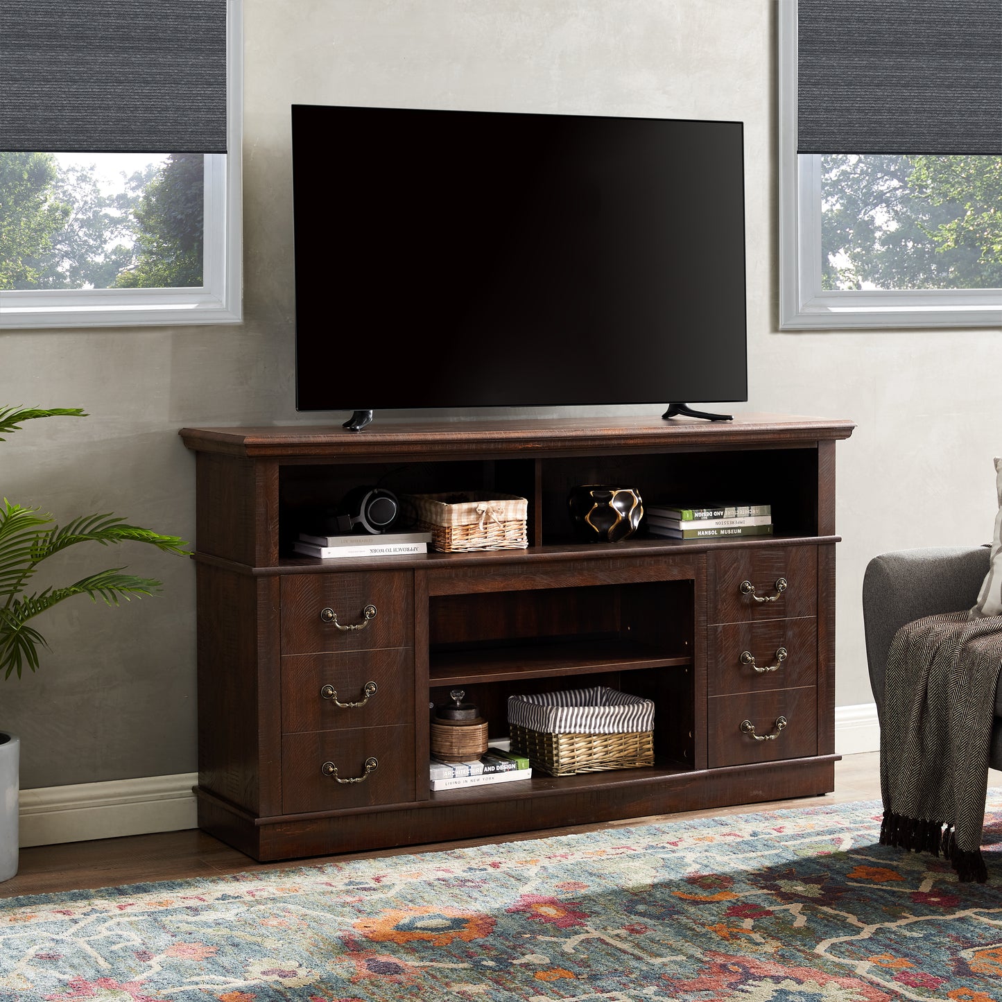 Retro Mid-Century Modern TV Stand for TVs up to 65" - Espresso