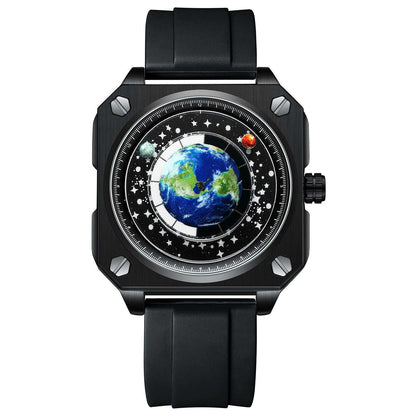 {{ brand }} Men's Creative Big Dial Watch Black Silicone Black Black - Men's Quartz Watch Creative Cool Big Dia