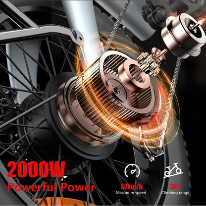 Rear motor hub and spinning drivetrain components with copper coil detail on bike