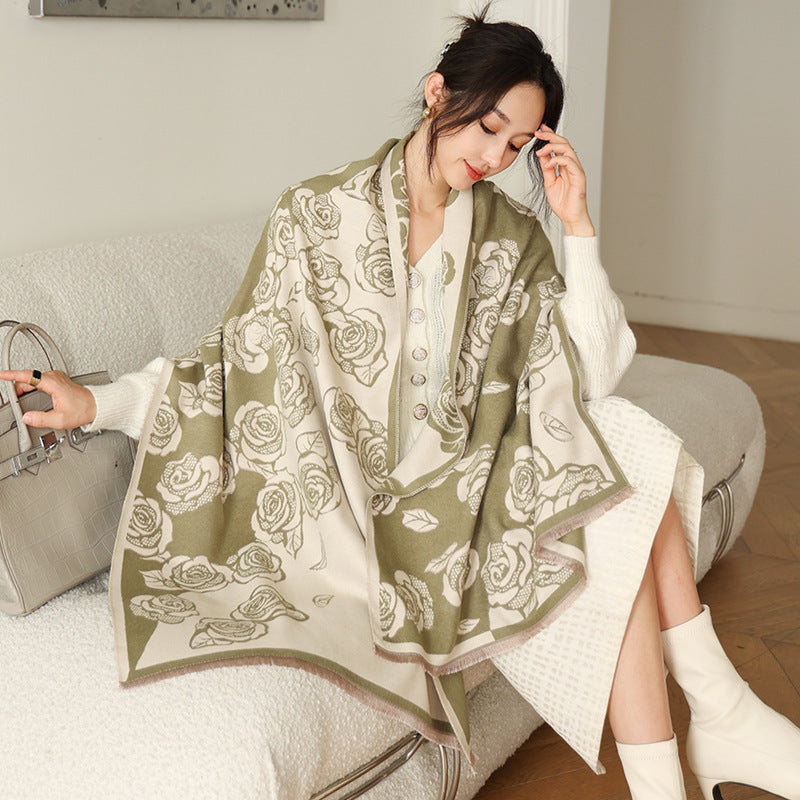 Women's Versatile Thickened Warm Cashmere Scarf Female Versatile Fashion Thickened Warm Cashmere Scarf | Ectron Online