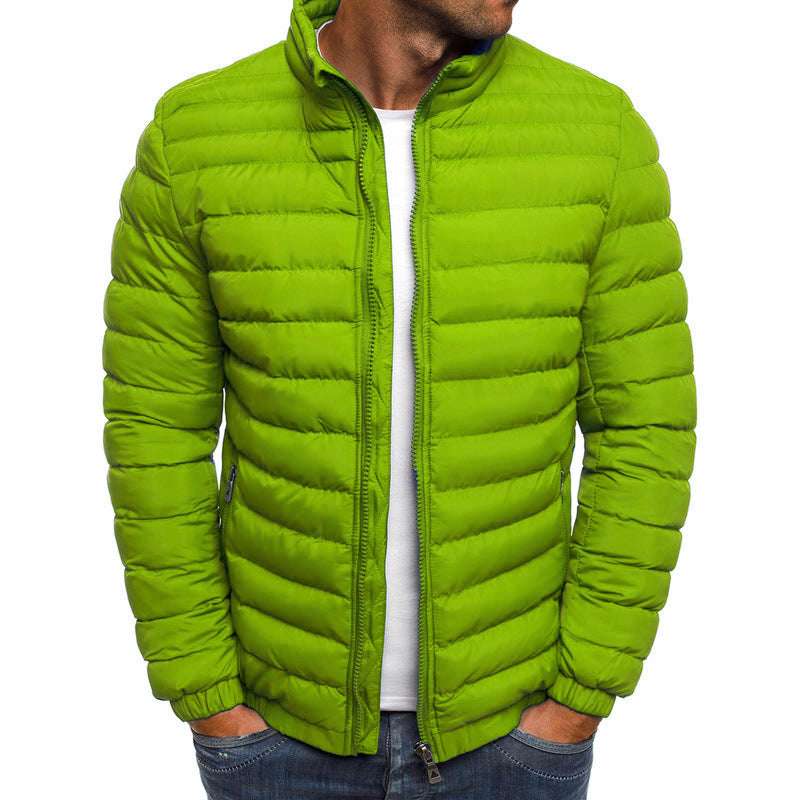 Men's Solid Color Cold-Proof Overcoat Men Jacket Zipper Solid Color Long Sleev | Ectron Online