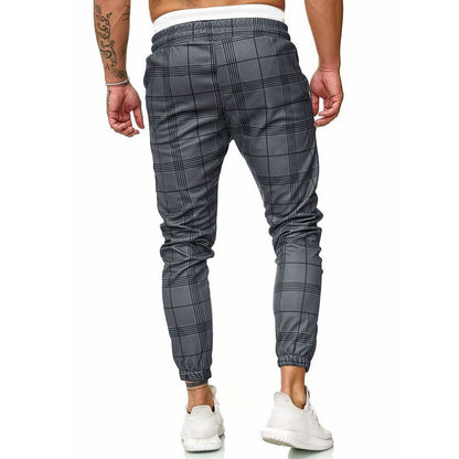 Micro-elastic plaid pants