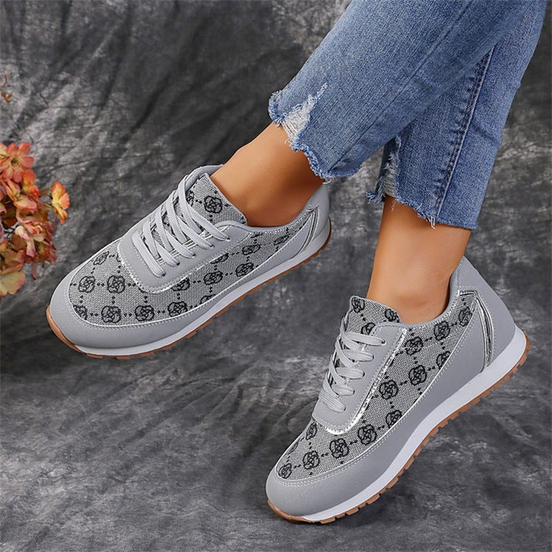 Flower Print Lace-up Sneakers Flower Print Lace-up Sneakers Casual Fas | Ectron Online