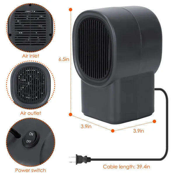 400W Portable Electric Space Heater - Mini Desktop Fan Heater
