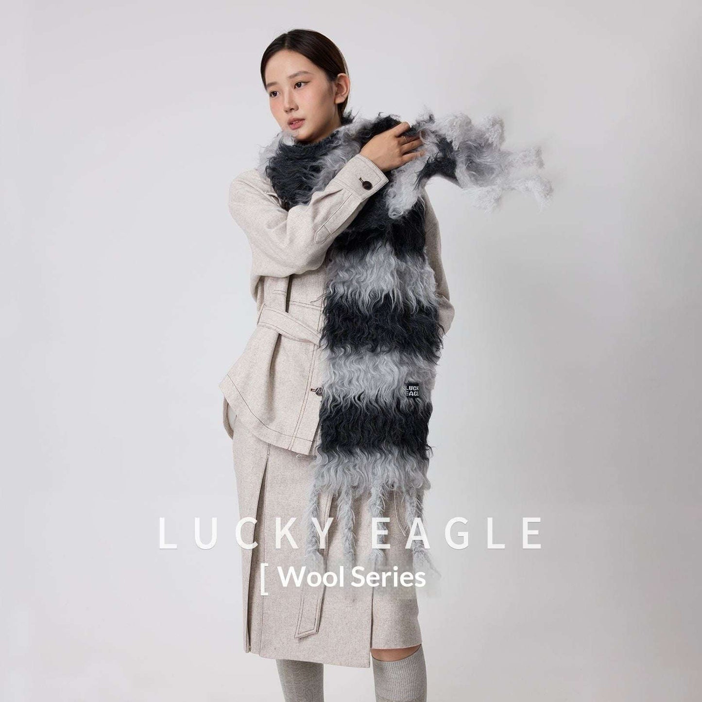 Striped Color-block Wool Scarf Warm And Thick Neck Warmer