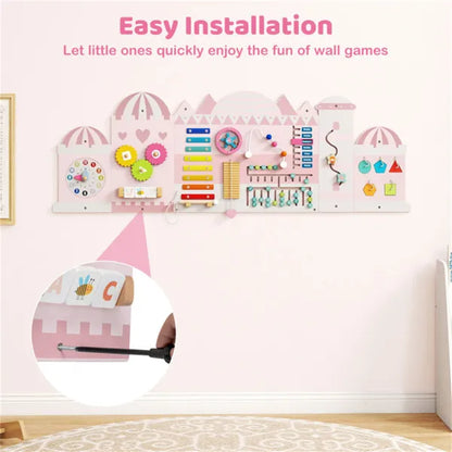 11-in-1 Montessori Wall Busy Board 11-in-1 Montessori Wall Busy Board (Pink | Ectron Online