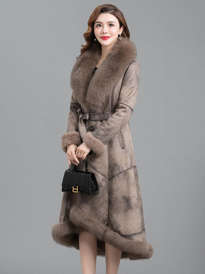 Women's Thickened Real Fur Coat