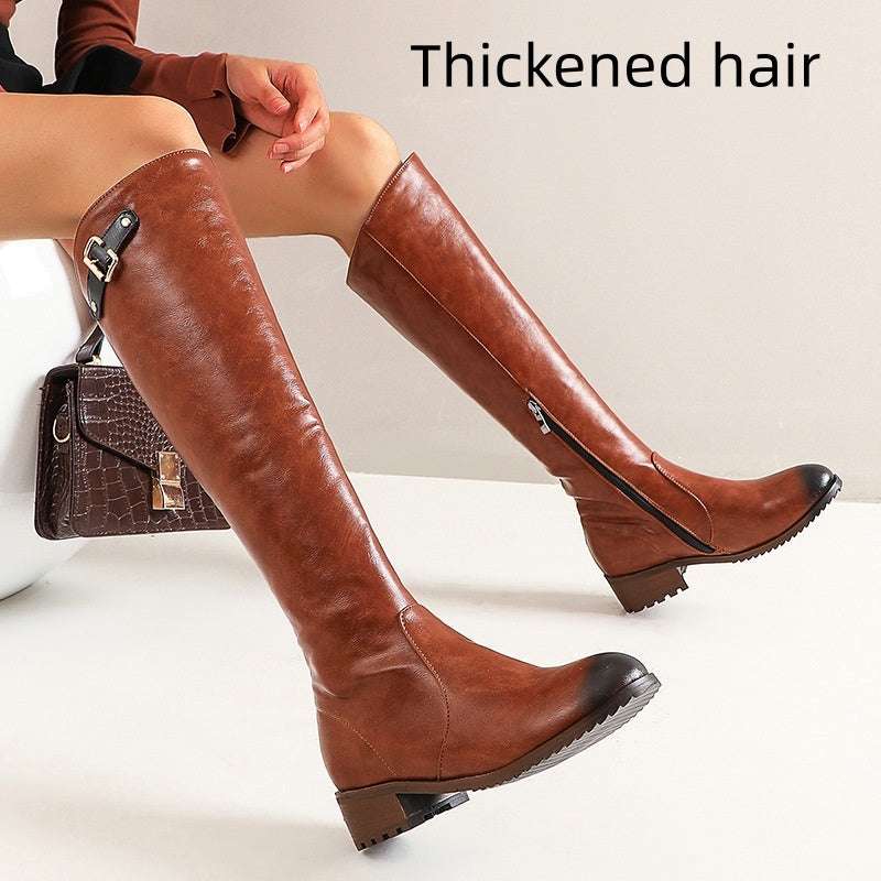 Retro Casual Women's Knight Boots - Chunky Heel Style Retro Casual Women's Chunky Heel Knight | Ectron Online