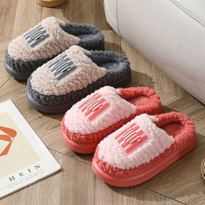 Color-Matching Lamb Slippers – Warm, Non-Slip Indoor Couples New Color-matching Lamb Slippers Indoor | Ectron Online