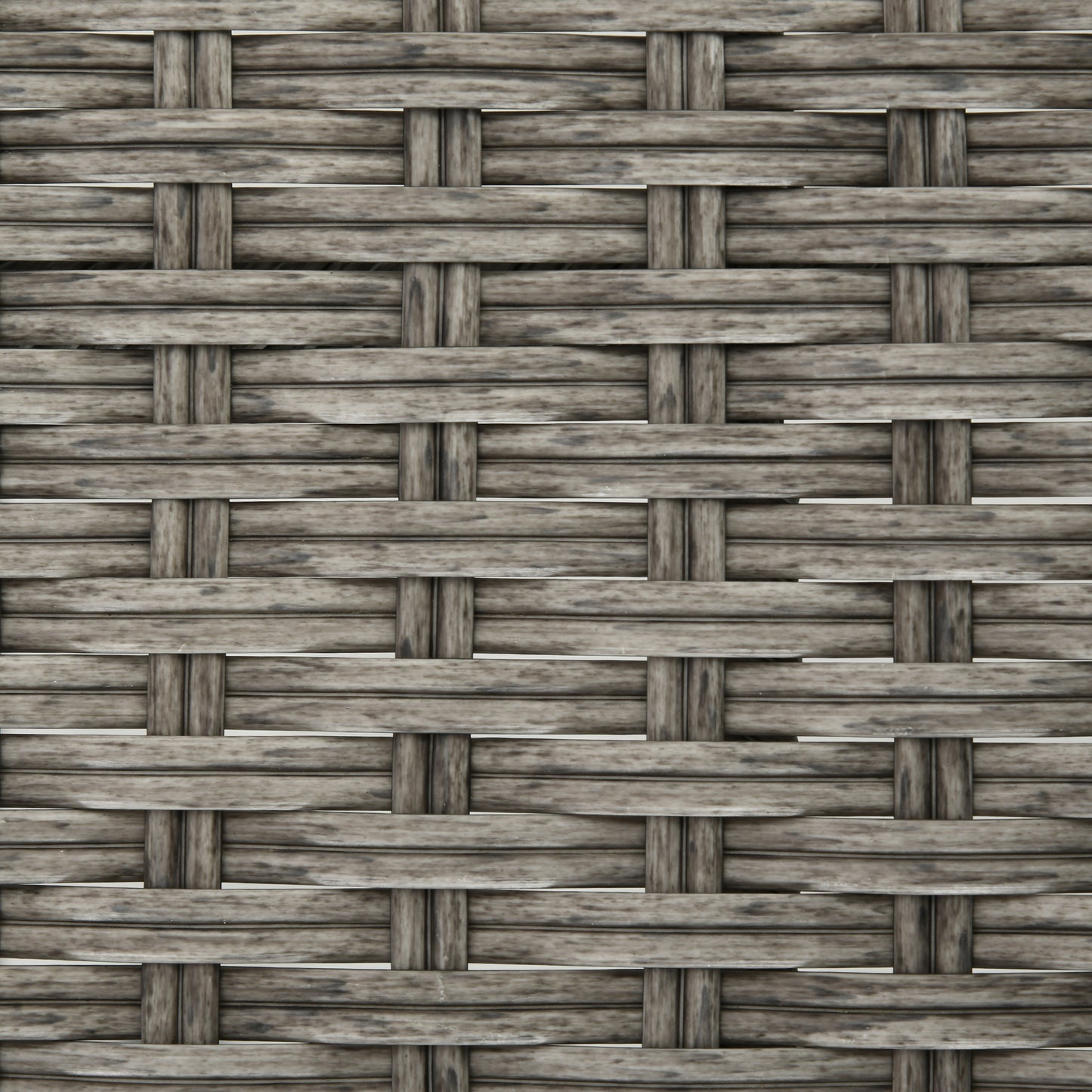 Close-up of gray woven rattan texture with interlaced strip pattern