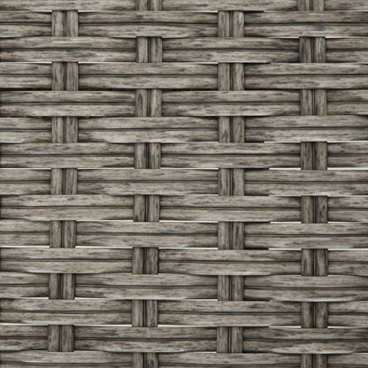 Close-up of gray woven rattan texture with interlaced strip pattern