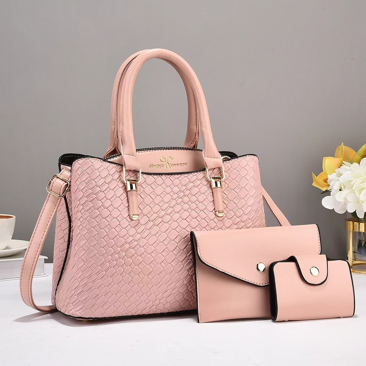 Woven Texture Three-piece Set Large Capacity One Shoulder Bag Woven Texture Three-piece Set Large Capa | Ectron Online