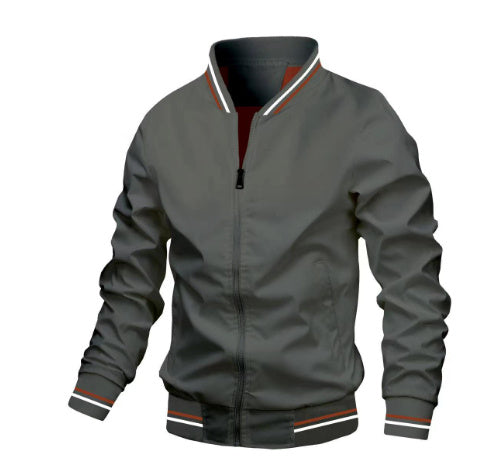 Men's Striped Zip-up Jacket - Casual & Sporty Outerwear Men's Striped Zip-up Jacket With Pockets | Ectron Online