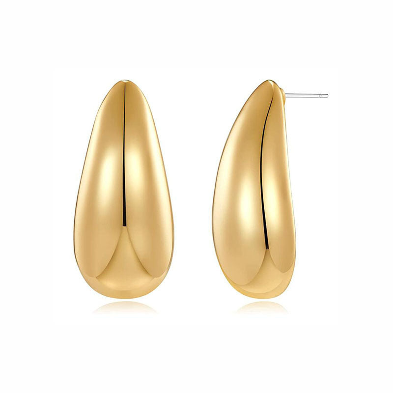 Metal Water Drop Earrings With A Sense Of Niche Luxury