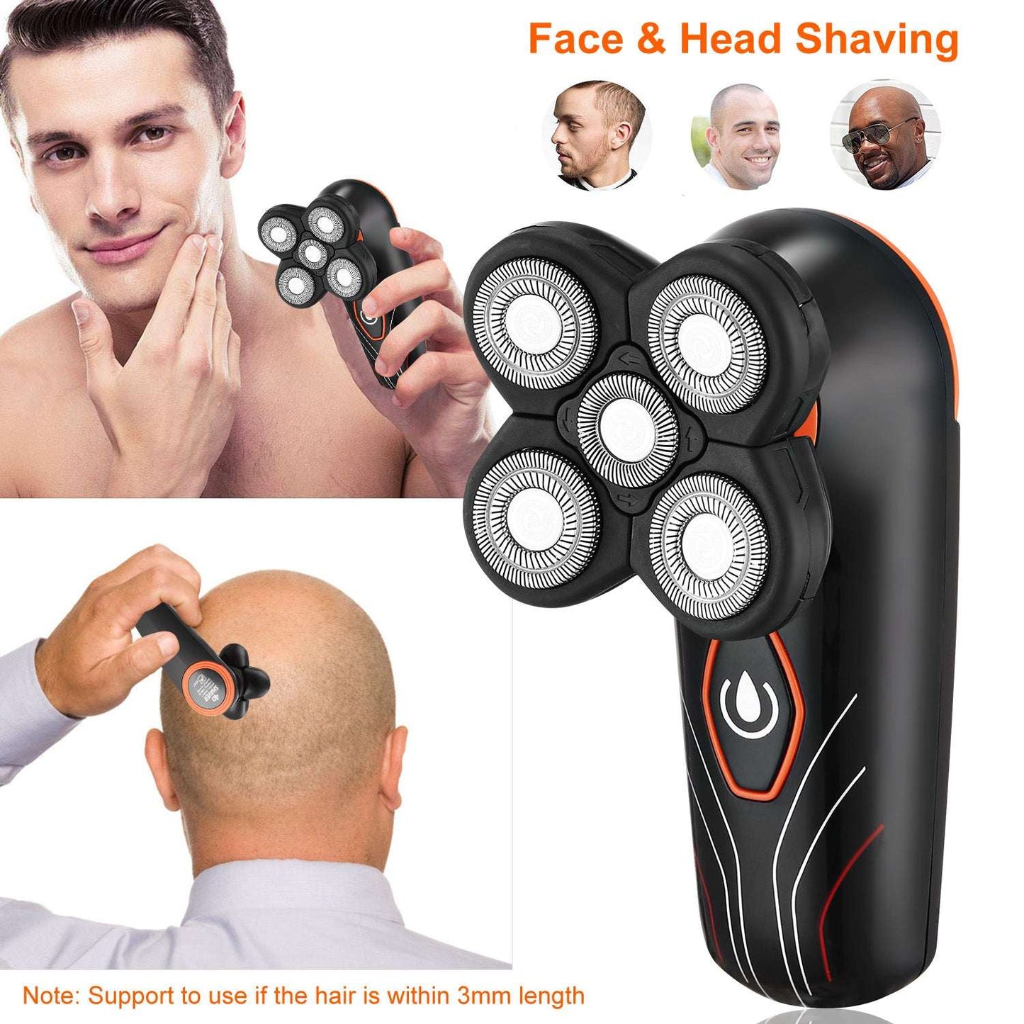 4D 5-Head Electric Shaver - IPX7 Waterproof Wet & Dry Rotary Razor 4D Electric Shavers Razor IPX7 Waterproo | Ectron Online