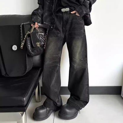 Washed Black Straight Jeans