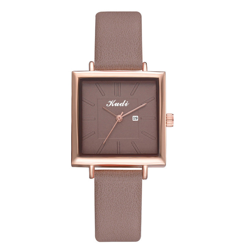Fashion Square Student Watch with Calendar Calendar Square Fashion Student Wristban | Ectron Online