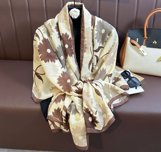 Printed Cotton And Linen Scarf Warm Outer Shawl Scarves | Ectron Online