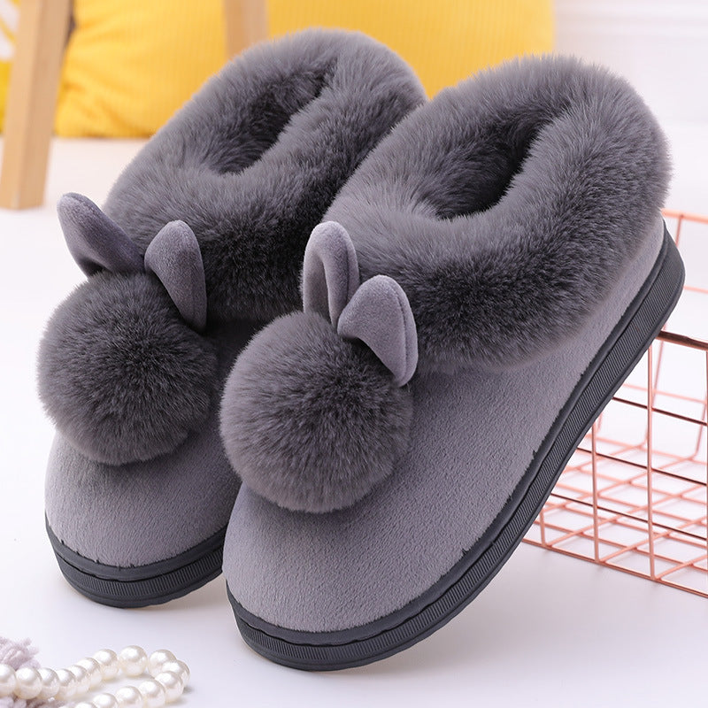 Cute Long Ear Bunny Slippers Long Ear Single Ball Cotton Shoes For Me | Ectron Online