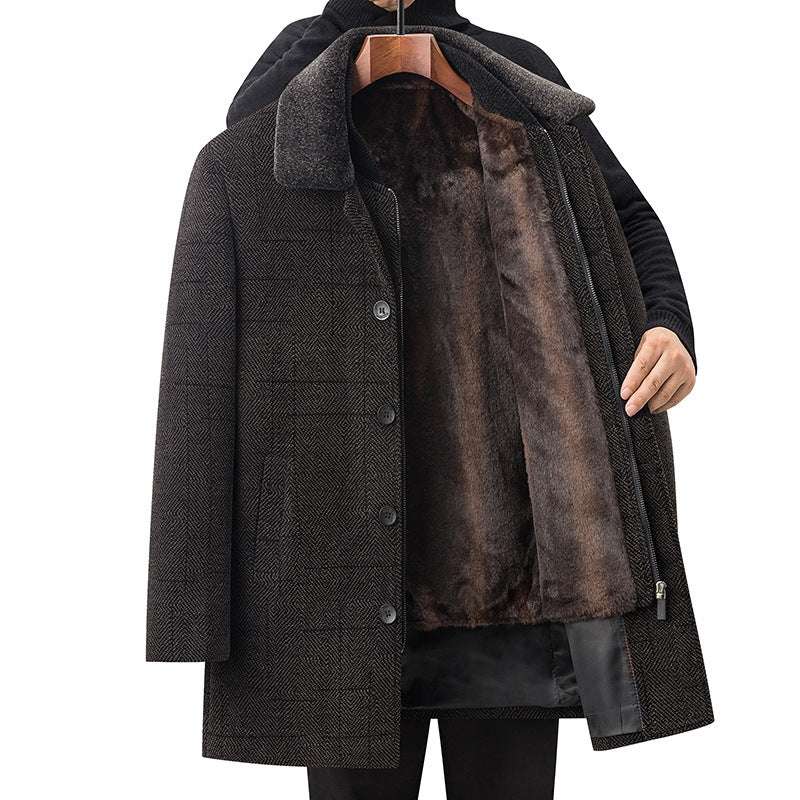 Middle-Aged Fleece-Lined Detachable Two-Piece Winter Coat