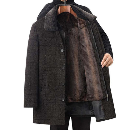 Middle-Aged Fleece-Lined Detachable Two-Piece Winter Coat