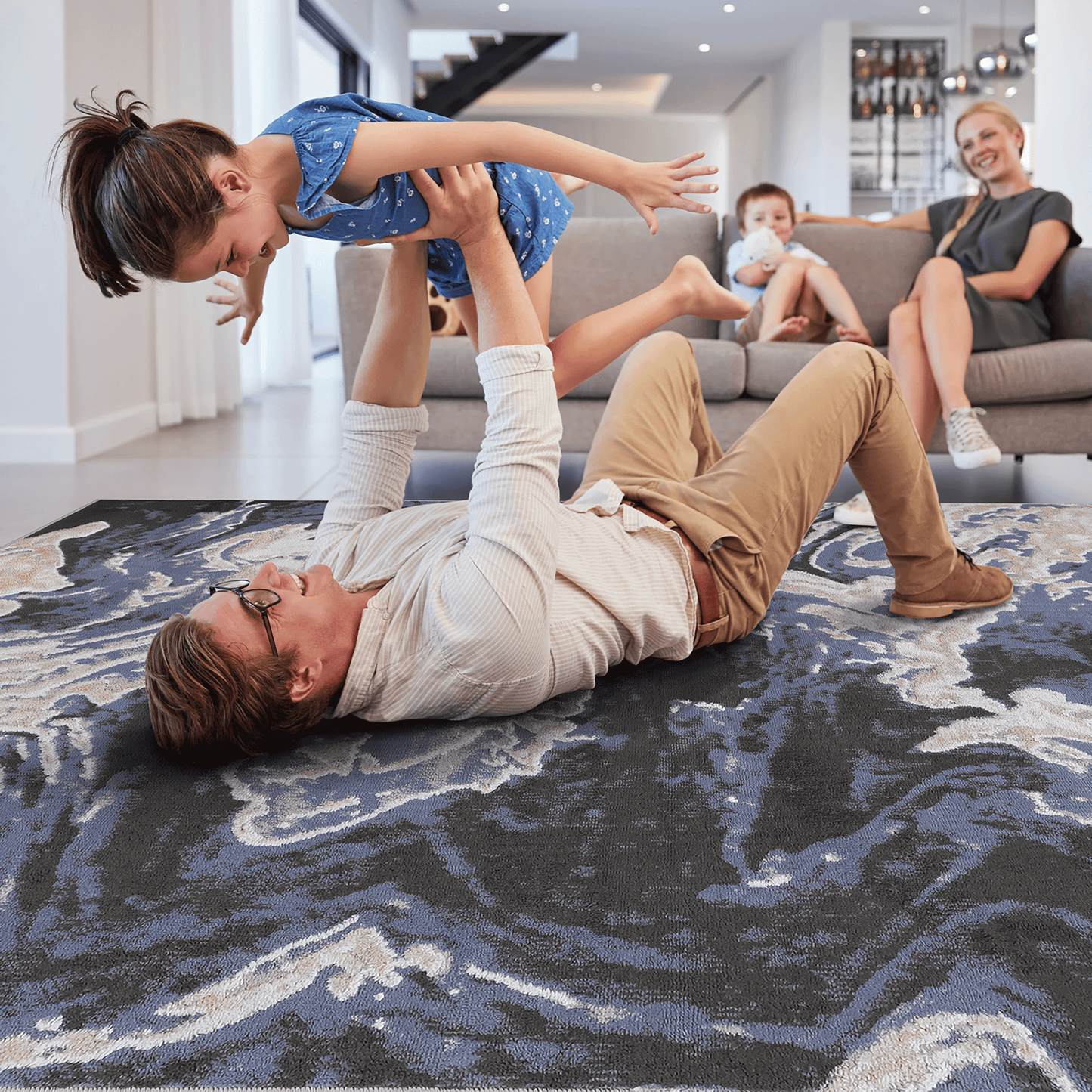 Payas Collection Abstract Runner Rug - 2x8 Light Blue