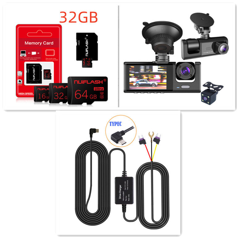 HD 1080p Driving Recorder – Triple Camera Car Dash Cam HD 1080p Three-record Driving Recorder | Ectron Online