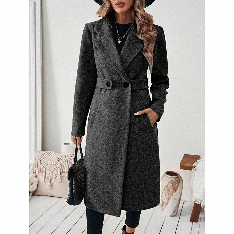 Women's Notch Lapel Trench Coat | Mid-Long Casual & Formal Jacket Women's Notch Lapel Trench Coat, Single | Ectron Online