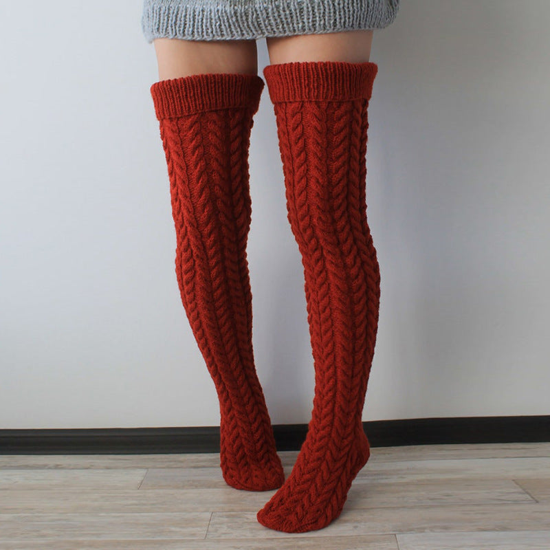 Red knitted knee-high socks 