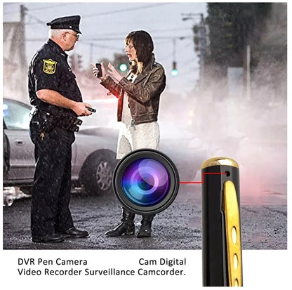 Gold and black DVR pen camera with circular front lens