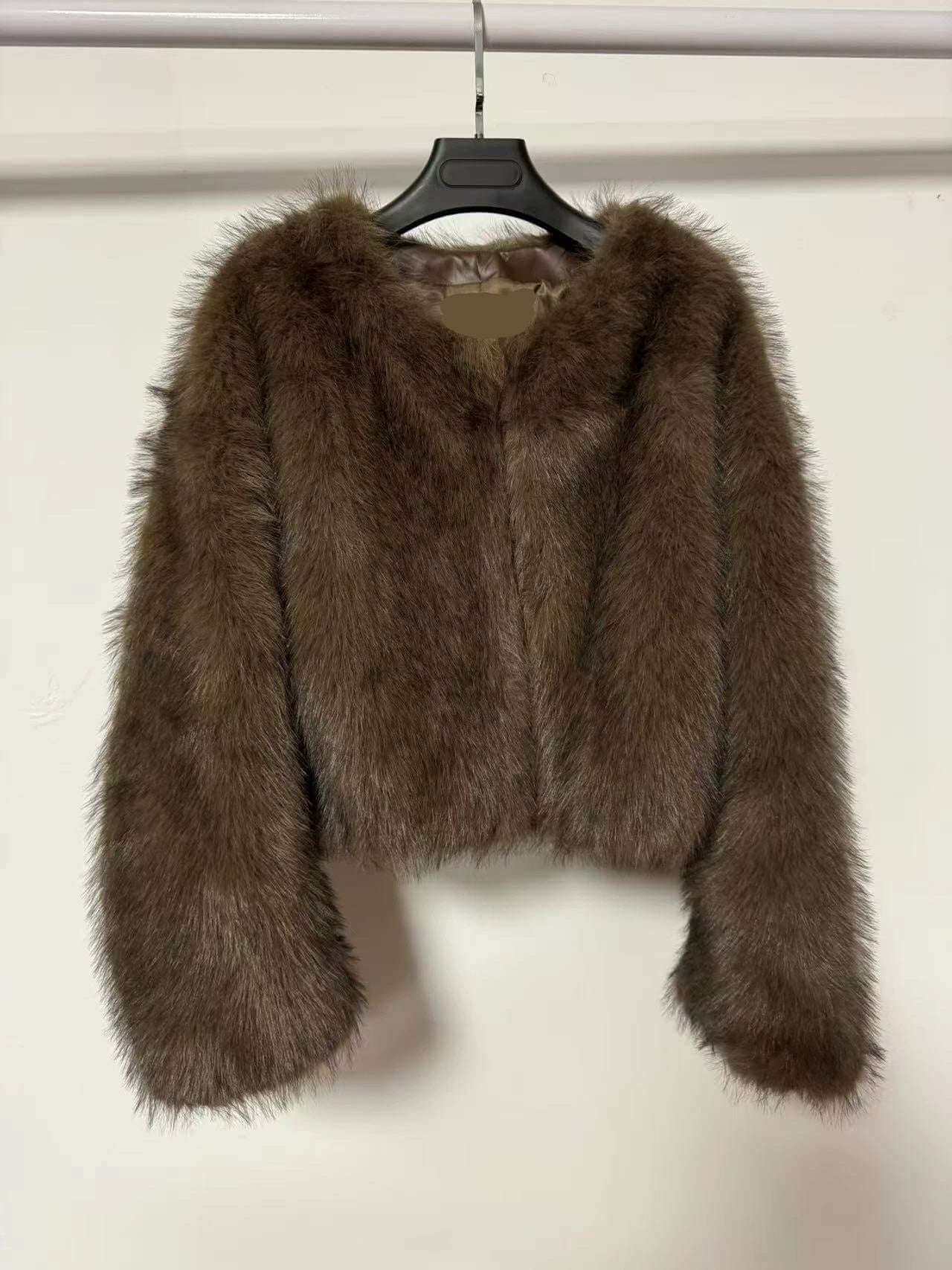 Women's Round Neck Long Sleeve Faux Fur Coat Women's Round Neck Long Sleeve Faux Fur | Ectron Online