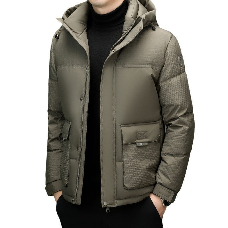 Short Casual Hooded White Duck Down Winter Jacket