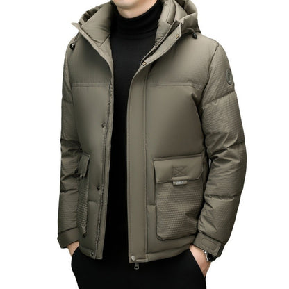 Short Casual Hooded White Duck Down Winter Jacket