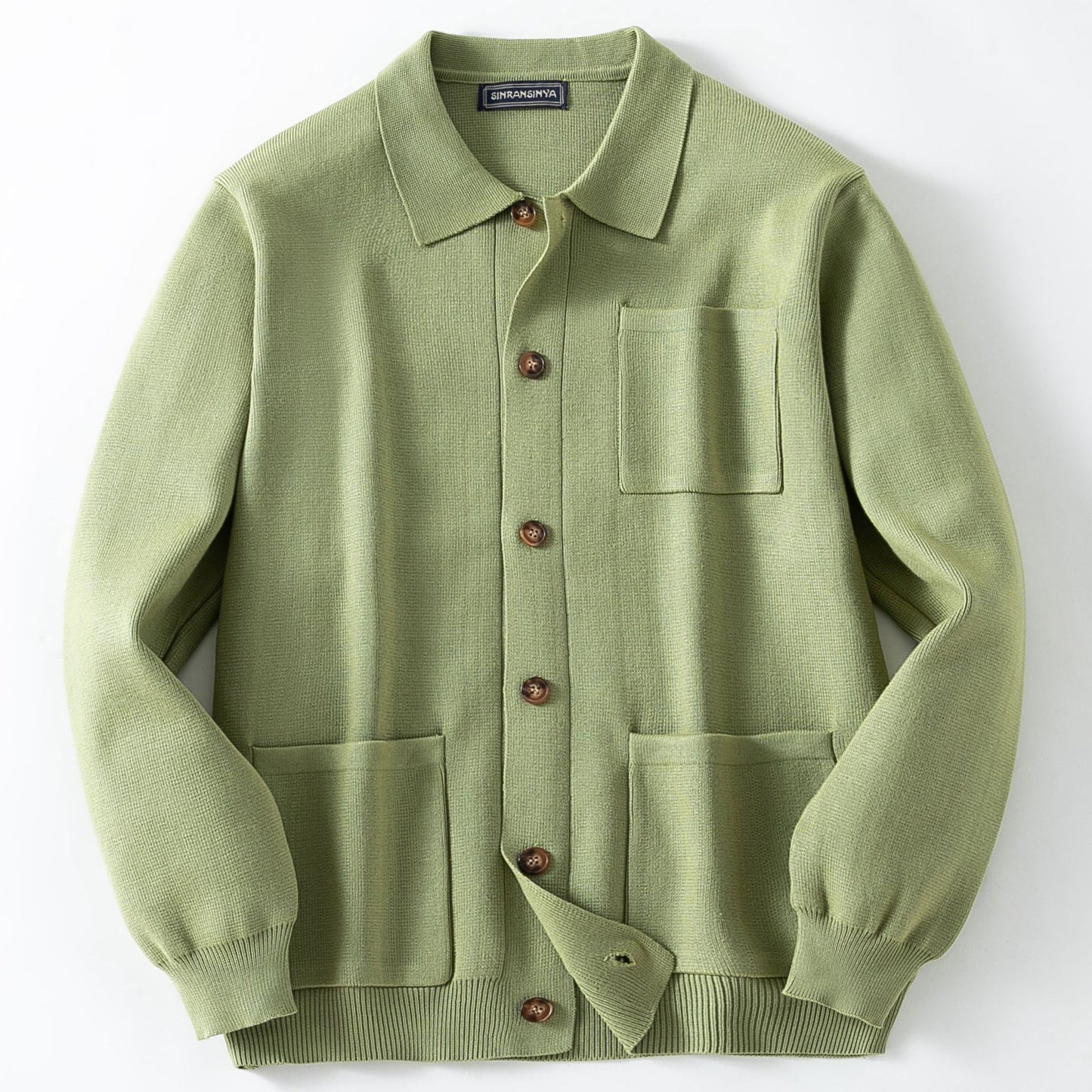 Men's High-Density Sweater with Shirt Collar