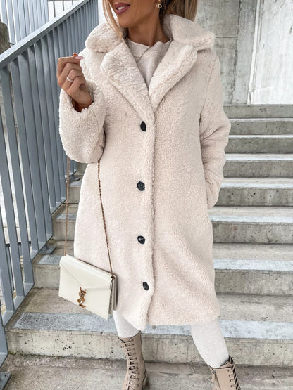 Women's Lamb Wool Large Coat | Oversized Warm Lapel Winter Jacket Long Sleeve Lapel Coat Lamb Wool Large C | Ectron Online