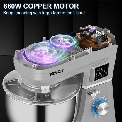 660W Electric Stand Mixer with 7.4 Qt Bowl & LCD Timing Stand Mixer, 660W Electric Dough Mixer W | Ectron Online