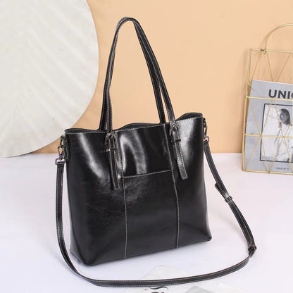 Women's Genuine Leather Tote Bag | Large Cowhide Messenger Bag Big Bag Genuine Leather Capacity Cowhid | Ectron Online